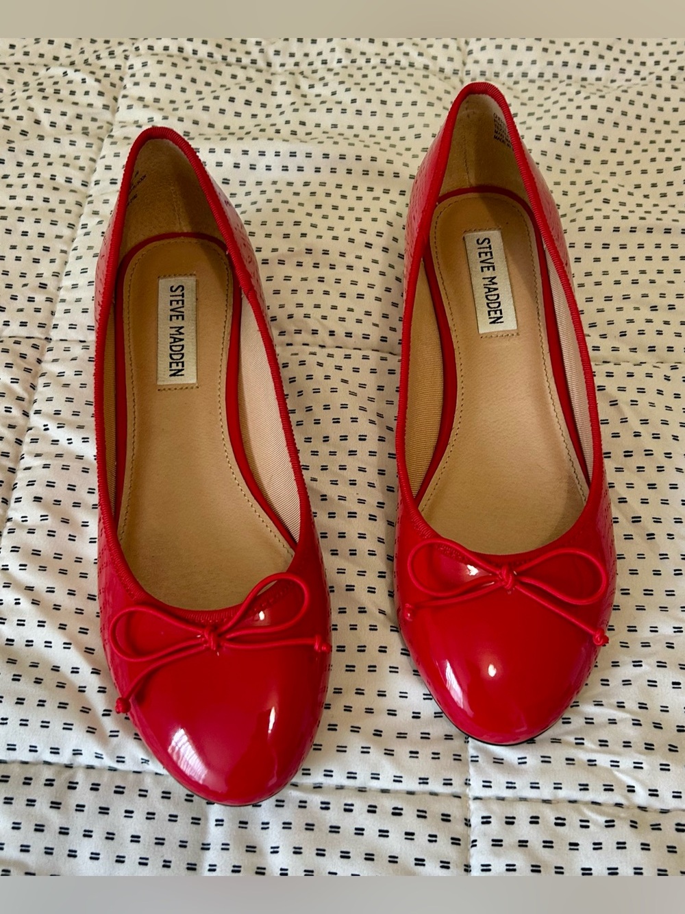 Steve Madden Red Patent Bow Ballet Flats